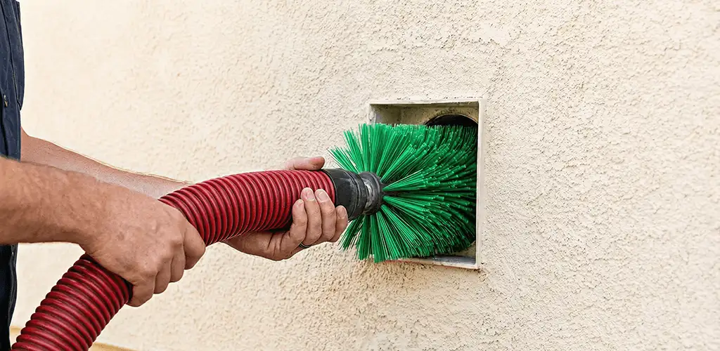 Air duct cleaning brush removing debris from a vent opening in Chicago, IL