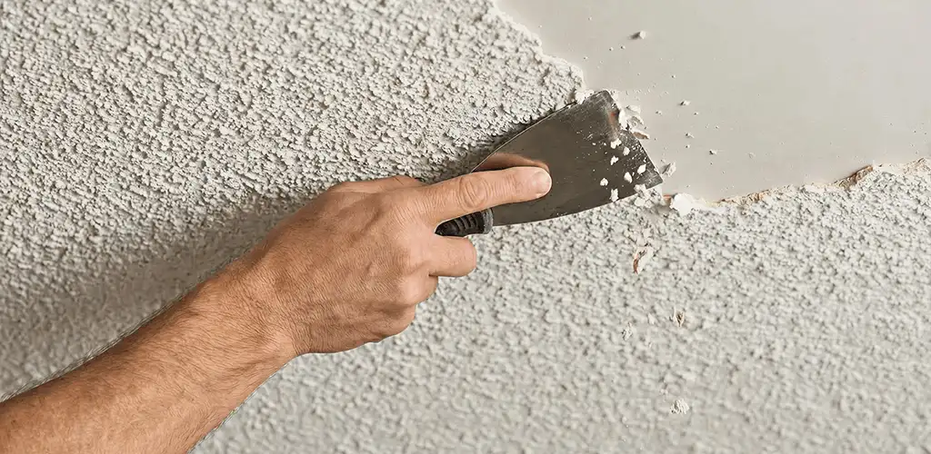 Popcorn ceiling removal scraping off textured ceiling finish in Chicago, IL